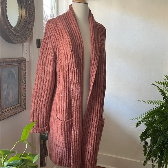 LOFT Warm Coral Cardigan Sweater - Picture 2 of 6